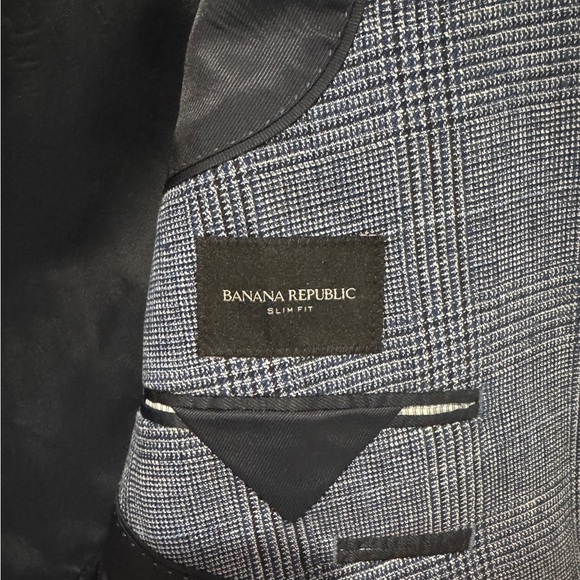 Banana Republic Blue Linen Plaid Blazer - Picture 3 of 6